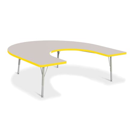 Jonti-Craft Berries Horseshoe Activity Table, 66 in. x 60 in., E-height, Freckled Gray/Yellow/Gray 6445JCE007